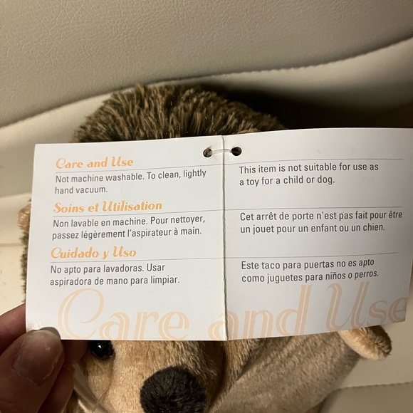 Elements Brown and Tan Plush Hedgehog Door Stopper - Picture 6 of 6